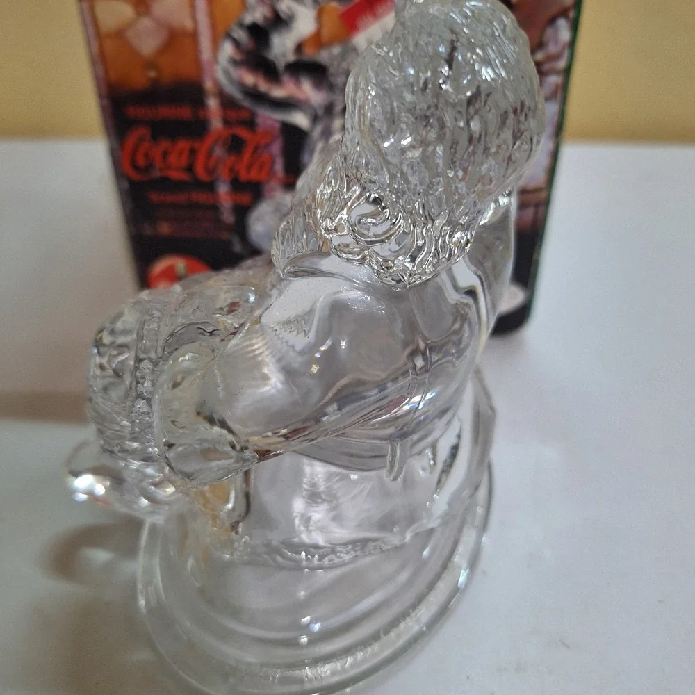 1999 Coca Cola Santa‎ Glass Figurine Paperweight Arc France Holiday Decor